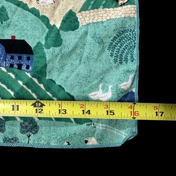Vintage Napkins Farmhouse Country Cows Barn Church Set Of 4 Finished Edge Green - Picture 6 of 6